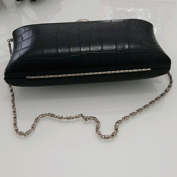 Lulu Townsend black faux leather clutch with chain - Picture 4 of 5